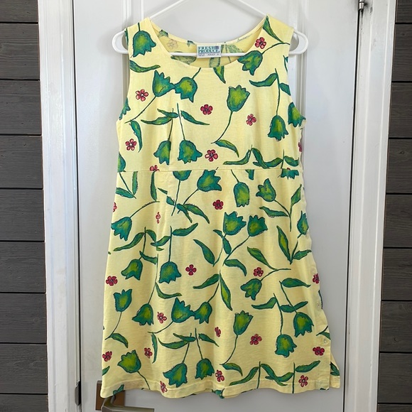 fresh produce Dresses & Skirts - Fresh Produce Vintage Yellow/Red/Green Tulip Print sleeveless cotton dress S EUC